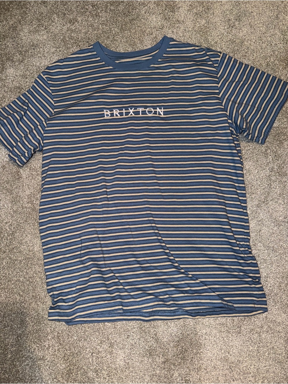 Brixton Blue and Cream Striped Crew Tee
